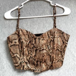 Zara Snakeskin Corset Top. Lightly worn. Good condition.